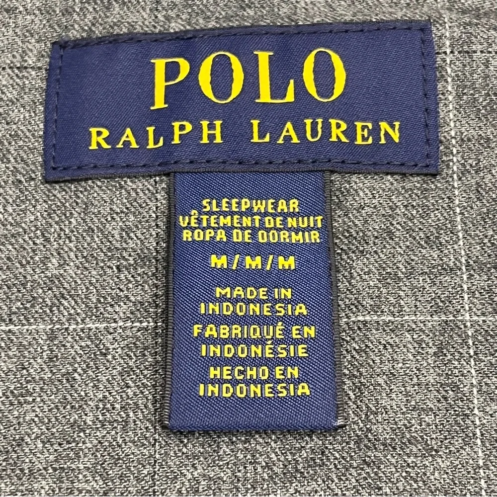Polo Ralph Lauren Sleepwear Men SZ Medium Grey Gray Sleep Shirt Long‎ Sleeve NEW